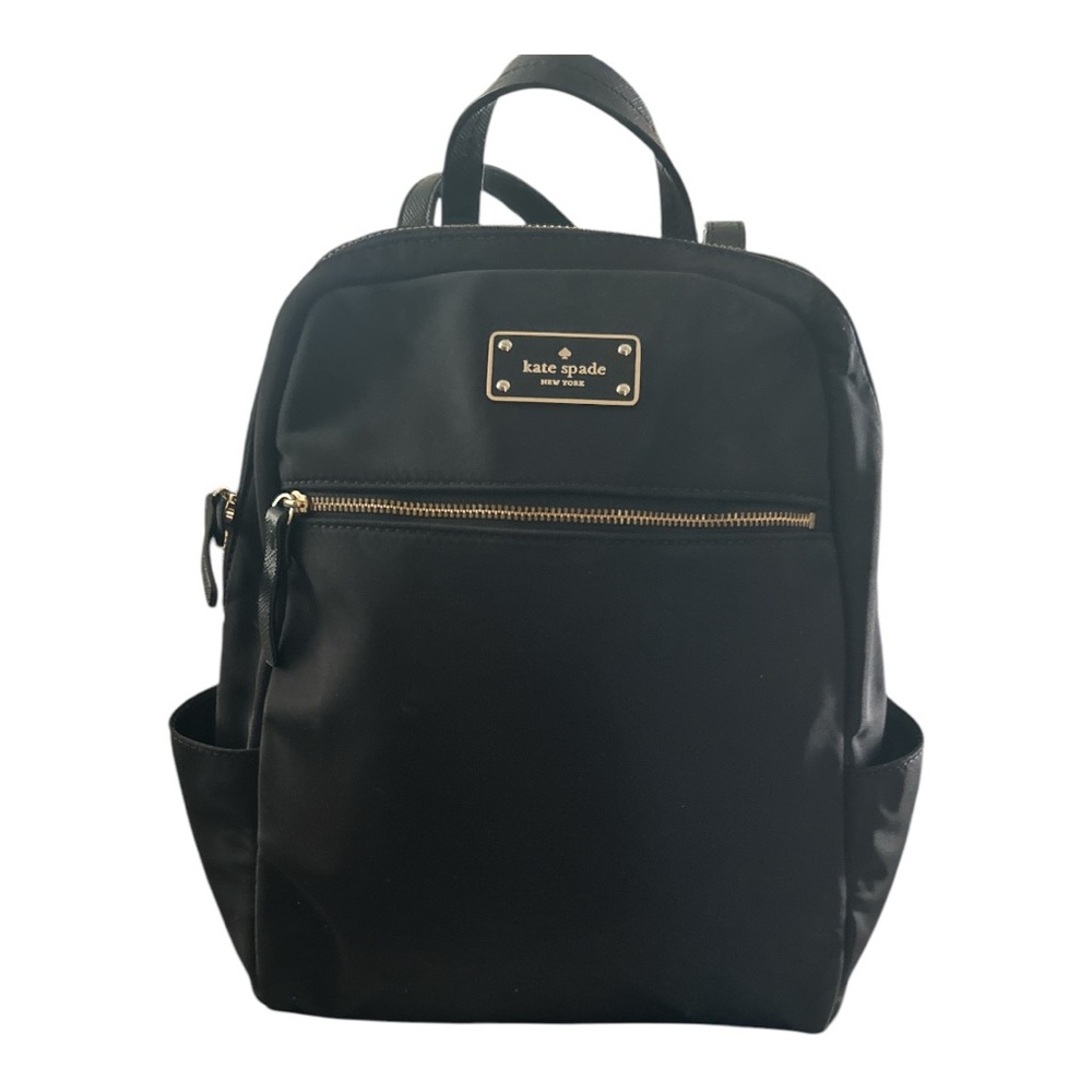 Kate Spade Black Nylon Backpack with Gold Details
